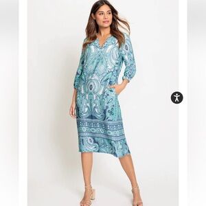 Paisley-Print Midi Tunic Dress